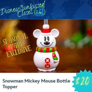 Disneyland Exclusive Mickey Mouse Snowman Bottle Topper